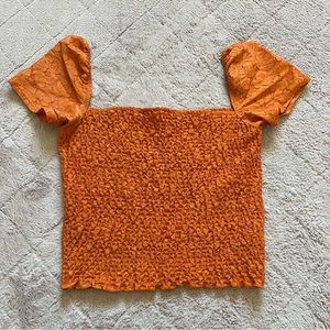 Express One‎ Eleven Smocked Crop Top Puffy Short Sleeve Women’s Size L